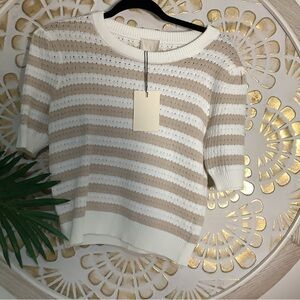Striped Beige and White Women's Sweater